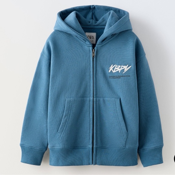 New Zara EMBROIDERED ZIP HOODIE SWEATSHIRT - Picture 1 of 4